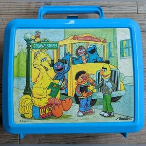 Vintage 90’s Sesame Street Lunch Box Aladdin Blue Plastic Big Bird No Thermos